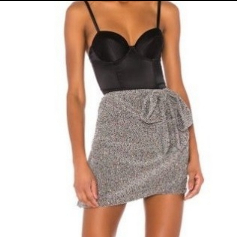 For Love and Lemons Metallic Mini Skirt Silver